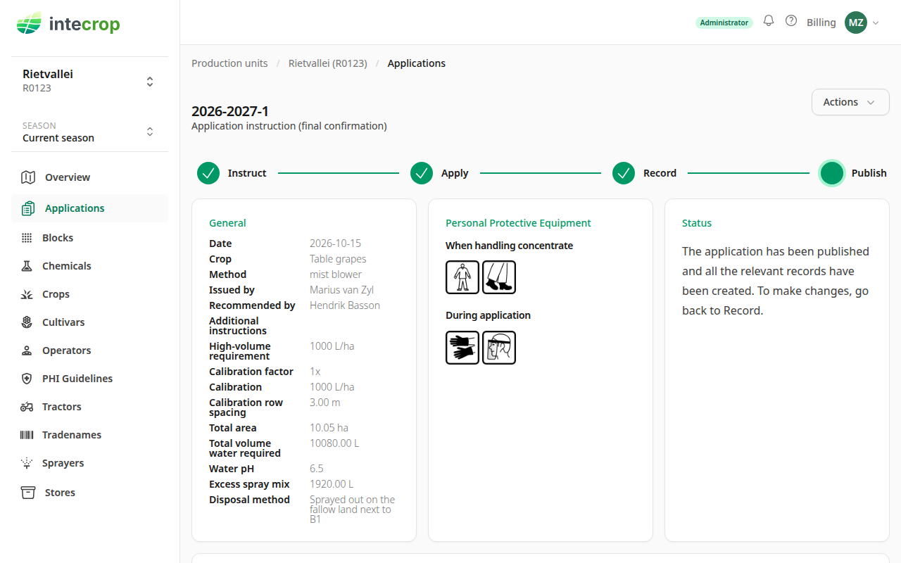 The published application