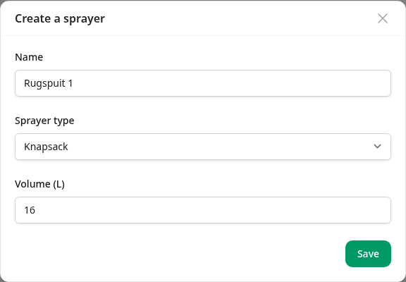 The new sprayer form for a knapsack holding 16 litres