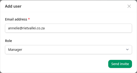 Adding a manager by email address