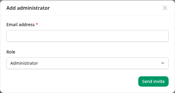 The administrator form, which offers only one role